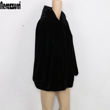 Load image into Gallery viewer, Lambs wool Coat Faux Fur Coat With Hood High Waist Fashion Slim Black Red Pink Faux