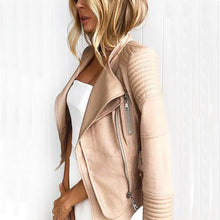 Load image into Gallery viewer, Leather Jackets New Hot Women Suede Spliced PU Faux