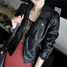 Load image into Gallery viewer, Leather Jackets New Fashion Autumn Street Women's Short Washed
