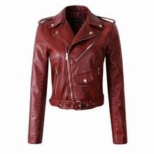 Load image into Gallery viewer, Leather Jackets New Fashion Women Autunm Winter Wine Red Faux