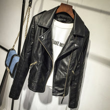 Load image into Gallery viewer, Leather Jackets Autumn Women Black Slim Cool Lady