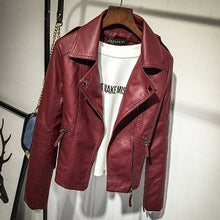 Load image into Gallery viewer, Leather Jackets Autumn Women Black Slim Cool Lady