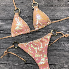 Load image into Gallery viewer, Solid Bikini Sexy Swimsuit Halter Swimwear Bathing Suit Women Bling Sequin Bikini