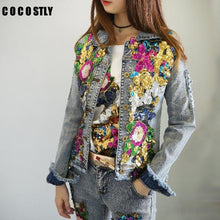 Load image into Gallery viewer, Floral Spring Jacket Spring  Denim Embroidery Rose Floral Beading