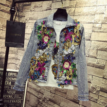 Load image into Gallery viewer, Floral Spring Jacket Spring  Denim Embroidery Rose Floral Beading