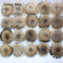 Load image into Gallery viewer, Ponytail Beanie Hat  Real Raccoon Fur Pompoms Fur balls for knitted beanies