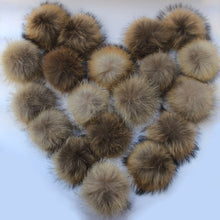 Load image into Gallery viewer, Ponytail Beanie Hat  Real Raccoon Fur Pompoms Fur balls for knitted beanies