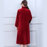 Load image into Gallery viewer, Lambs wool Coat Winter Real Fur Coat Women Long Elegant Warm large