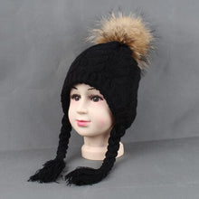 Load image into Gallery viewer, Ponytail Beanie Hat Winter Warm Fleece Liner Cap For Children Girls Cotton