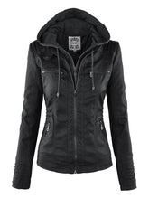 Load image into Gallery viewer, Leather Jackets Gothic faux leather Jacket Women hoodies Winter Autumn Motorcycle Jacket