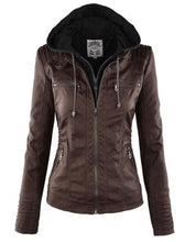 Load image into Gallery viewer, Leather Jackets Gothic faux leather Jacket Women hoodies Winter Autumn Motorcycle Jacket