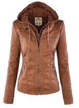 Load image into Gallery viewer, Leather Jackets Gothic faux leather Jacket Women hoodies Winter Autumn Motorcycle Jacket