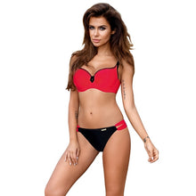 Load image into Gallery viewer, Padded Swimwear  Red Push Up Swimsuit Bikini Set Plus Size Women Swimwear Sexy