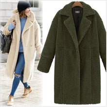 Load image into Gallery viewer, Lambs wool Coat Winter Coat Women   Collar   Covered Button Loose