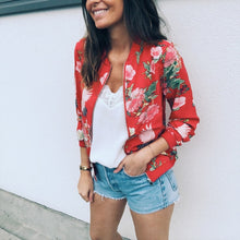 Load image into Gallery viewer, Floral Spring Jacket Ladies Floral Print Long Sleeve Bomber