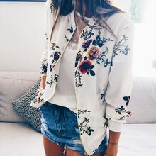 Load image into Gallery viewer, Floral Spring Jacket Ladies Floral Print Long Sleeve Bomber