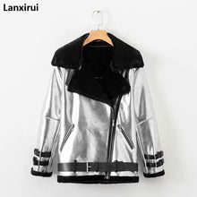Load image into Gallery viewer, Lambs wool Coat Autumn winter women pu tops casual belted leather outwear