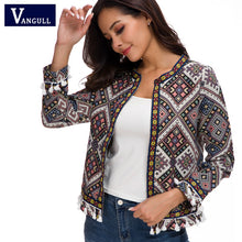 Load image into Gallery viewer, Floral Spring Jacket Women Coat 2019 New Floral Spring O Neck Long Sleeve Tassel Cardigan