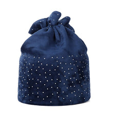 Load image into Gallery viewer, Ponytail Beanie Hat Stretchy  With Rhinestone
