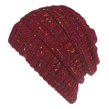 Load image into Gallery viewer, Ponytail Beanie Hat Moon   Flower Line Motley Wool Knitted Hole Cap