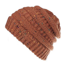 Load image into Gallery viewer, Ponytail Beanie Hat Moon   Flower Line Motley Wool Knitted Hole Cap