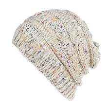 Load image into Gallery viewer, Ponytail Beanie Hat Moon   Flower Line Motley Wool Knitted Hole Cap