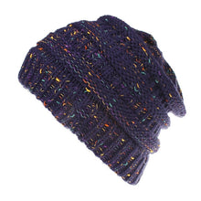 Load image into Gallery viewer, Ponytail Beanie Hat Moon   Flower Line Motley Wool Knitted Hole Cap