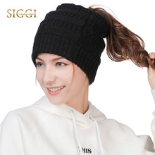Load image into Gallery viewer, Ponytail Beanie Hat Winter Fashion Beanies Skullies Wool Soft Fleece Concealed