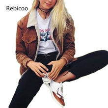 Load image into Gallery viewer, Lambs wool Coat spring women basic coats lambs wool corduroy jacket