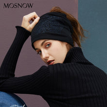 Load image into Gallery viewer, Ponytail Beanie Hat Winter Beanies Ponytail With Mesh And Rhinestone Flower