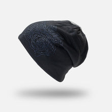 Load image into Gallery viewer, Ponytail Beanie Hat Winter Beanies Ponytail With Mesh And Rhinestone Flower
