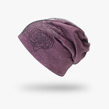 Load image into Gallery viewer, Ponytail Beanie Hat Winter Beanies Ponytail With Mesh And Rhinestone Flower
