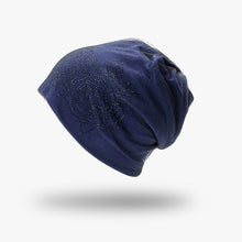 Load image into Gallery viewer, Ponytail Beanie Hat Winter Beanies Ponytail With Mesh And Rhinestone Flower