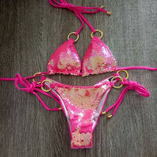 Load image into Gallery viewer, Solid Bikini Sexy Swimsuit Halter Swimwear Bathing Suit Women Bling Sequin Bikini