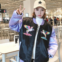 Load image into Gallery viewer, Floral Spring Jacket New Cute Rainbow Horse Floral Embroidery