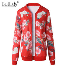 Load image into Gallery viewer, Floral Spring Jacket l Print Zipper Casual Jacket Women 2019 Spring Summer Long Sleeve Loose Bomber