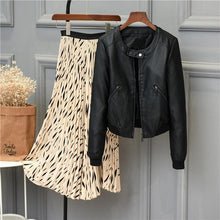 Load image into Gallery viewer, Leather Jackets 2019 Faux Leather Jacket Women O-neck Zipper Casual Jackets