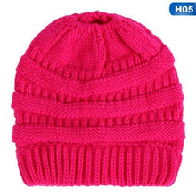 Load image into Gallery viewer, Ponytail Beanie Hat Fashion Women's Girls Stretch Knitted Wool Crochet