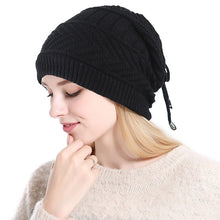 Load image into Gallery viewer, Ponytail Beanie Hat Winter Knitted Fleece Hats Dual Use Men Women Cap