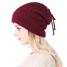 Load image into Gallery viewer, Ponytail Beanie Hat Winter Knitted Fleece Hats Dual Use Men Women Cap