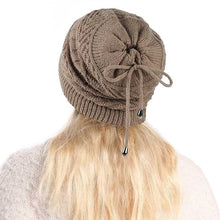 Load image into Gallery viewer, Ponytail Beanie Hat Winter Knitted Fleece Hats Dual Use Men Women Cap