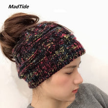 Load image into Gallery viewer, Ponytail Beanie Hat Soft Knit Ponytail Beanie