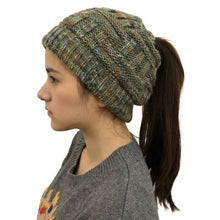 Load image into Gallery viewer, Ponytail Beanie Hat Soft Knit Ponytail Beanie