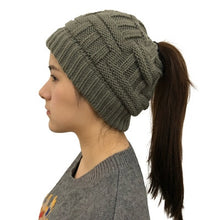 Load image into Gallery viewer, Ponytail Beanie Hat Soft Knit Ponytail Beanie