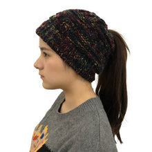 Load image into Gallery viewer, Ponytail Beanie Hat Soft Knit Ponytail Beanie