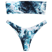Load image into Gallery viewer, Padded Swimwear ZAFUL Abstract Bandeau Bikini Set