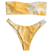 Load image into Gallery viewer, Padded Swimwear ZAFUL Abstract Bandeau Bikini Set