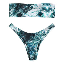 Load image into Gallery viewer, Padded Swimwear ZAFUL Abstract Bandeau Bikini Set