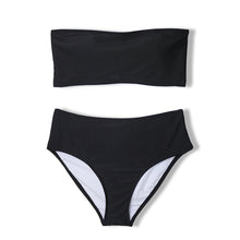 Load image into Gallery viewer, Padded Swimwear 2019 Retro Sexy Yellow Striped Strapless Bandeau Padded Swimwear