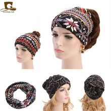 Load image into Gallery viewer, Ponytail Beanie Hat Warm jersey Slouch Beanie Hats